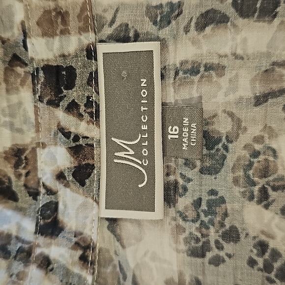 JM COLLECTION Semi Sheer 3/4 Sleeve Sequin Button Top sz 16 - Picture 6 of 10